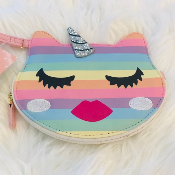 BETSEY JOHNSON Rainbow Unicorn Kitty Wristlet - Picture 2 of 5